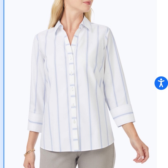 Foxcroft NYC Non-Iron Pinstriped Shirt - Picture 4 of 4